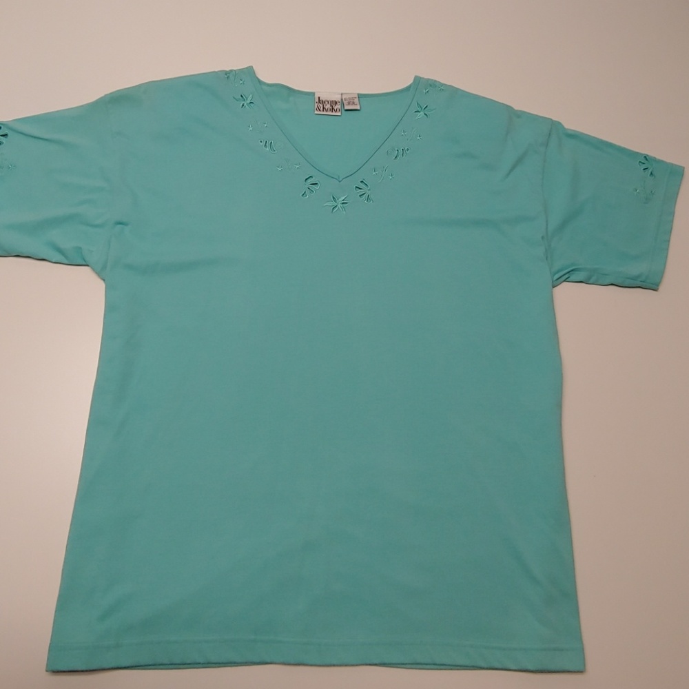 Jacque & Koko Aqua Blue Short Sleeve Top